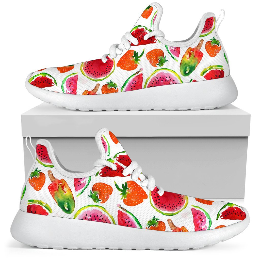 Summer Fruits Watermelon Pattern Print Mesh Knit Shoes GearFrost