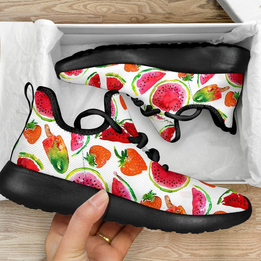 Summer Fruits Watermelon Pattern Print Mesh Knit Shoes GearFrost