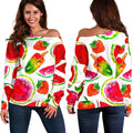 Summer Fruits Watermelon Pattern Print Off The Shoulder Sweatshirt