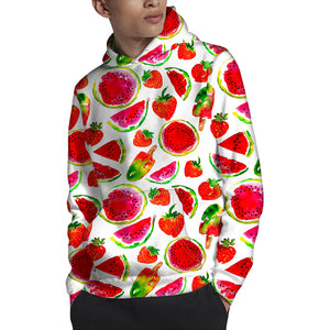 Summer Fruits Watermelon Pattern Print Pullover Hoodie
