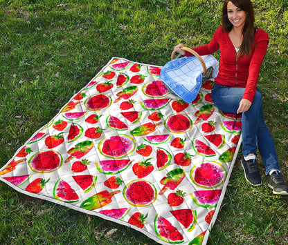 Summer Fruits Watermelon Pattern Print Quilt