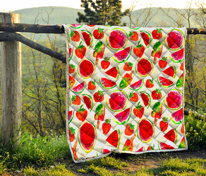 Summer Fruits Watermelon Pattern Print Quilt