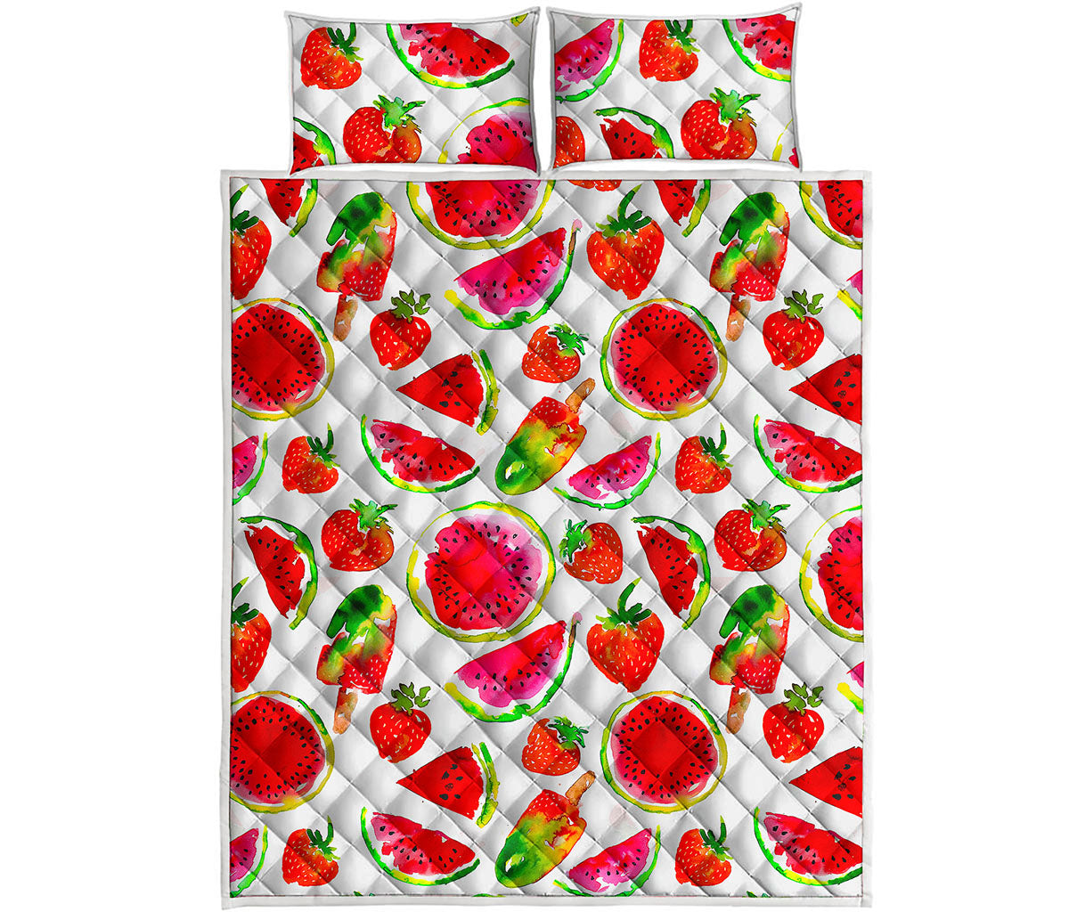 Summer Fruits Watermelon Pattern Print Quilt Bed Set