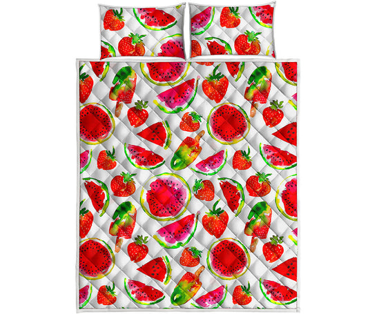 Summer Fruits Watermelon Pattern Print Quilt Bed Set