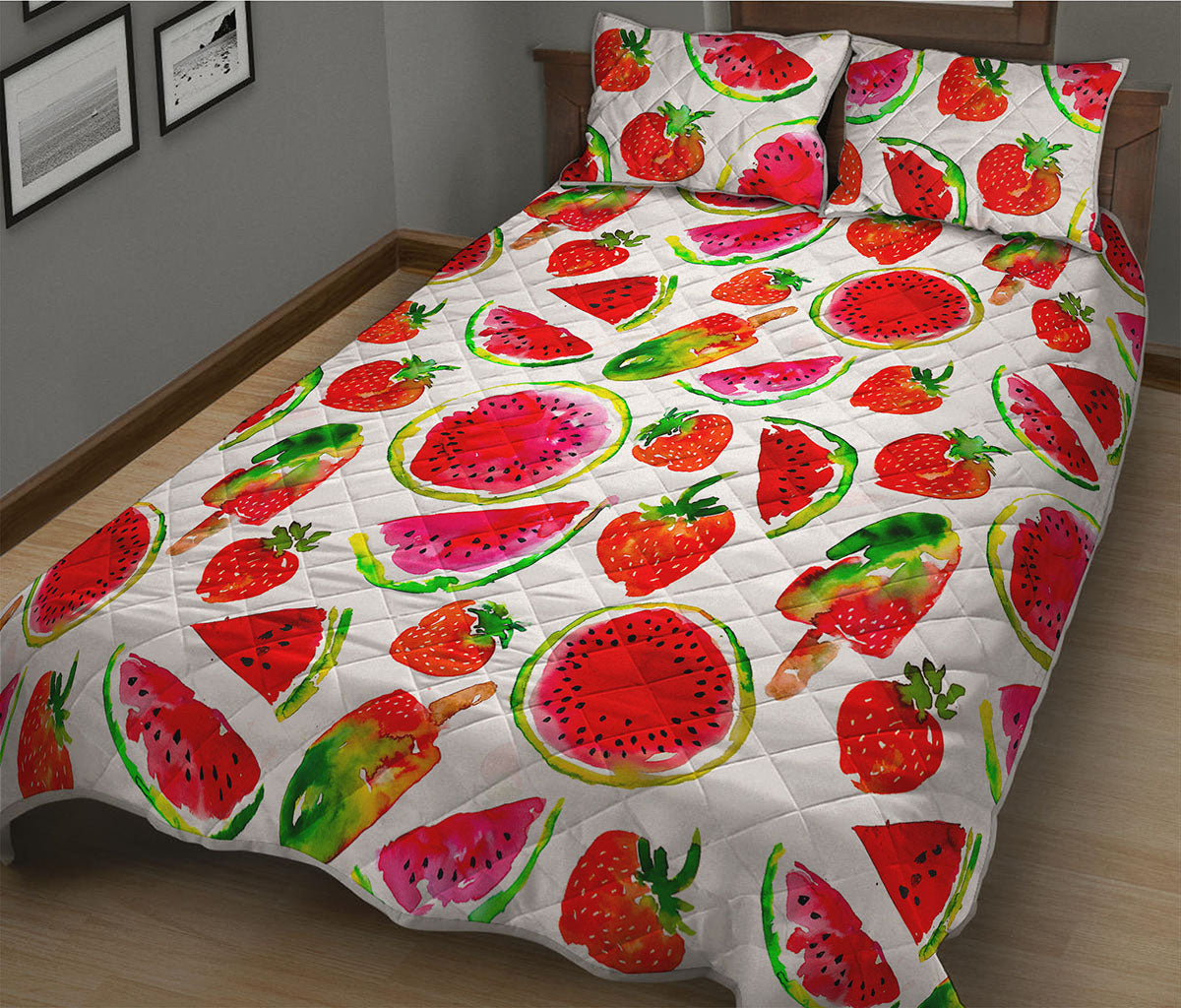 Summer Fruits Watermelon Pattern Print Quilt Bed Set