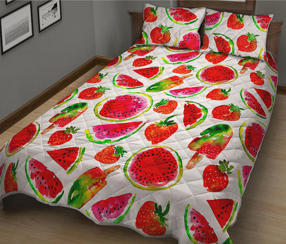 Summer Fruits Watermelon Pattern Print Quilt Bed Set