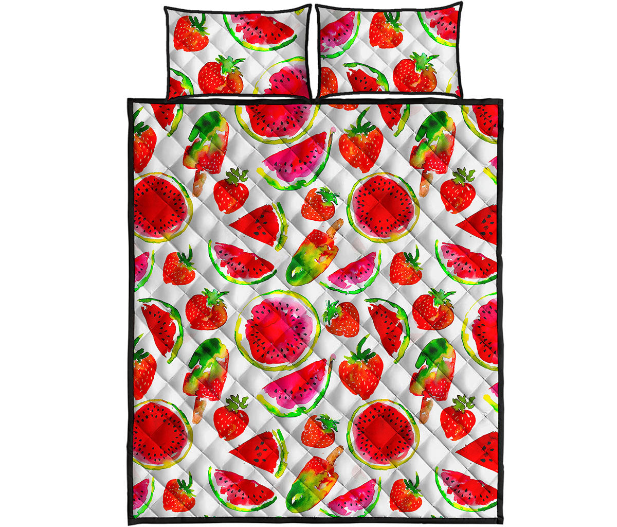 Summer Fruits Watermelon Pattern Print Quilt Bed Set