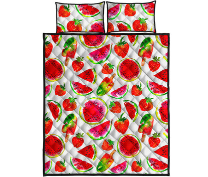 Summer Fruits Watermelon Pattern Print Quilt Bed Set