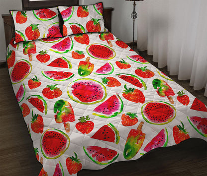 Summer Fruits Watermelon Pattern Print Quilt Bed Set