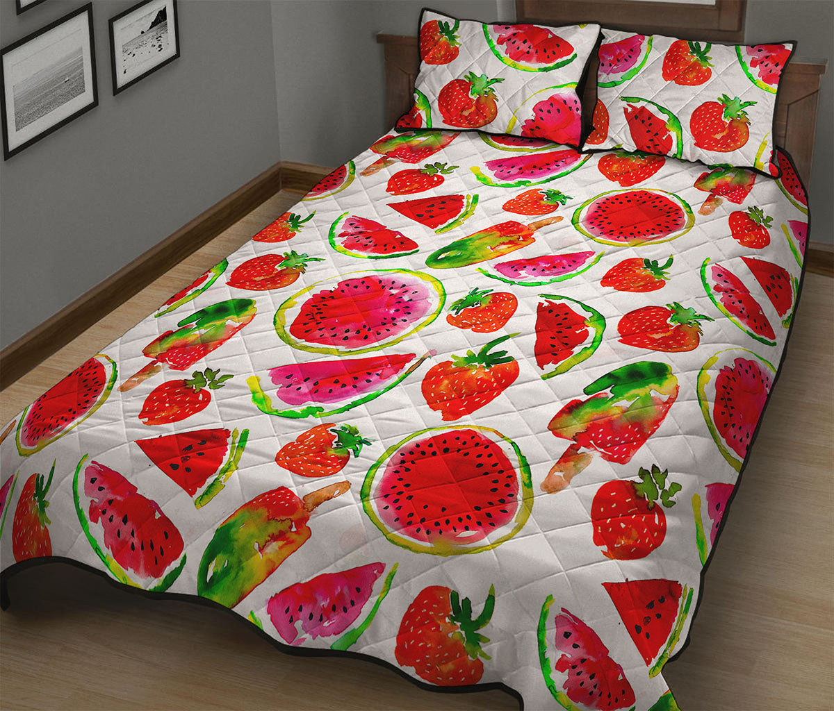 Summer Fruits Watermelon Pattern Print Quilt Bed Set