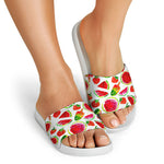 Summer Fruits Watermelon Pattern Print White Slide Sandals