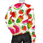 Summer Fruits Watermelon Pattern Print Women's Crewneck Sweatshirt GearFrost