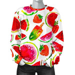 Summer Fruits Watermelon Pattern Print Women's Crewneck Sweatshirt GearFrost