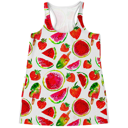 Summer Fruits Watermelon Pattern Print Women's Racerback Tank Top