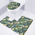 Summer Hawaiian Leaves Pattern Print 3 Piece Bath Mat Set