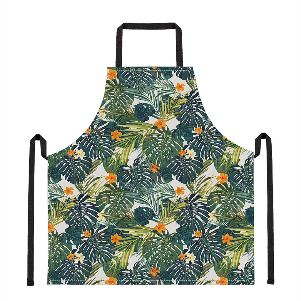 Summer Hawaiian Leaves Pattern Print Apron