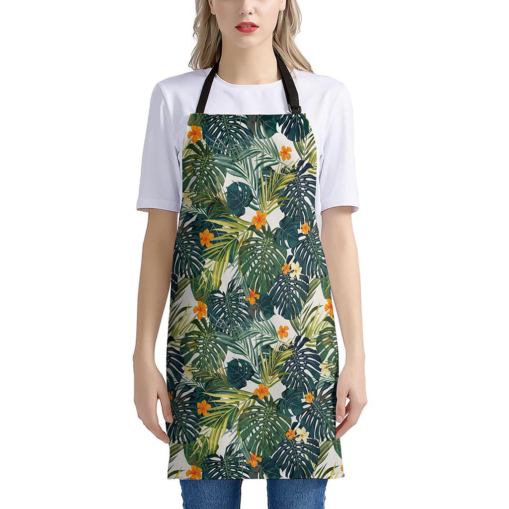 Summer Hawaiian Leaves Pattern Print Apron