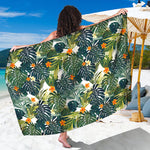Summer Hawaiian Leaves Pattern Print Beach Sarong Wrap