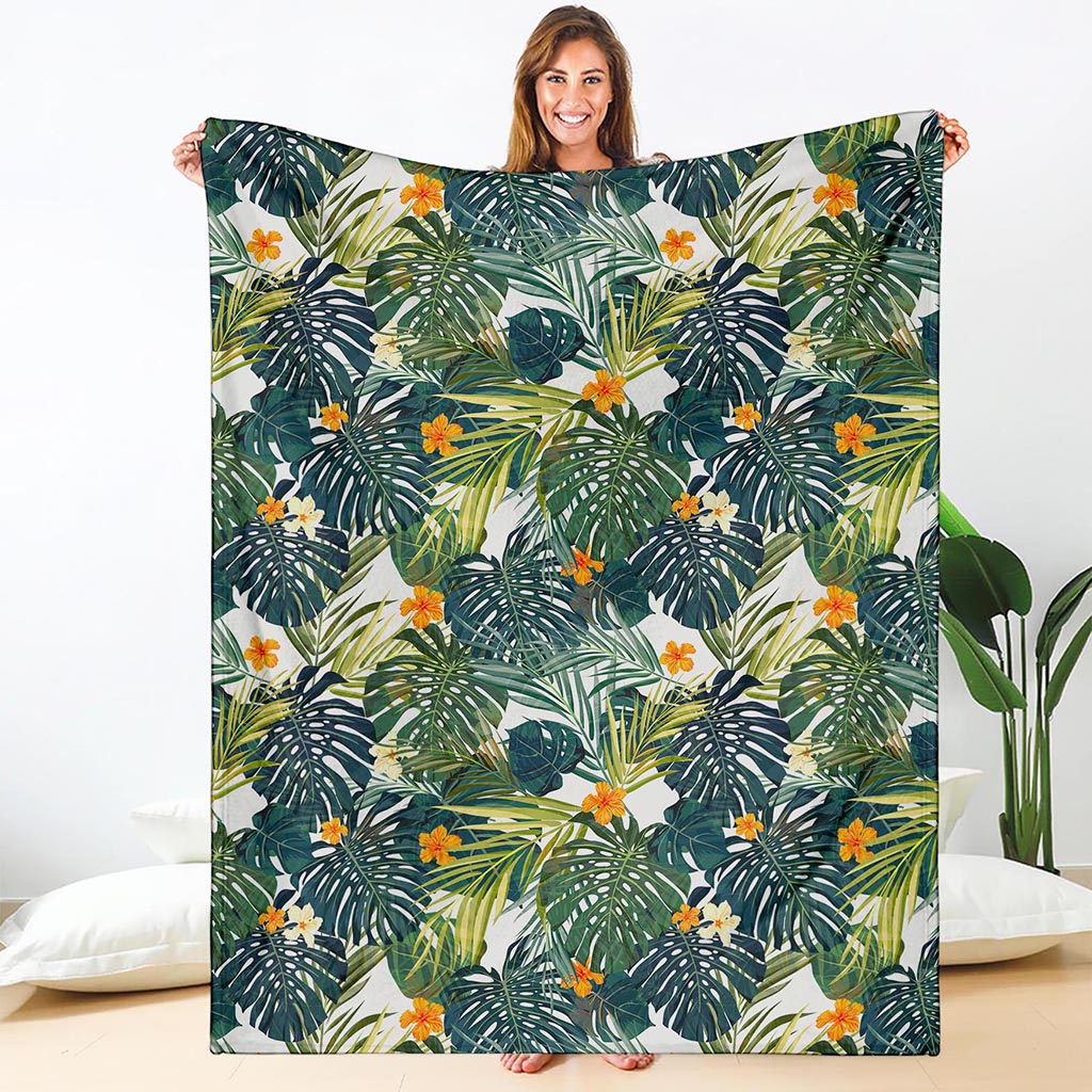 Summer Hawaiian Leaves Pattern Print Blanket