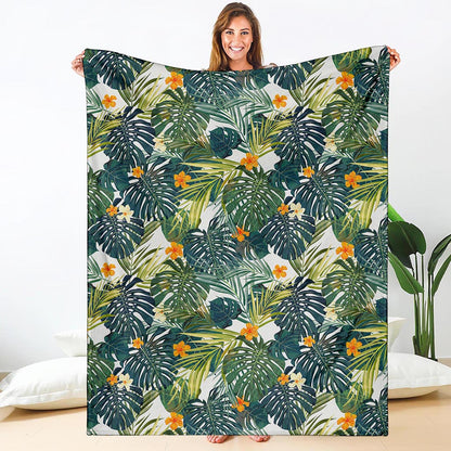 Summer Hawaiian Leaves Pattern Print Blanket