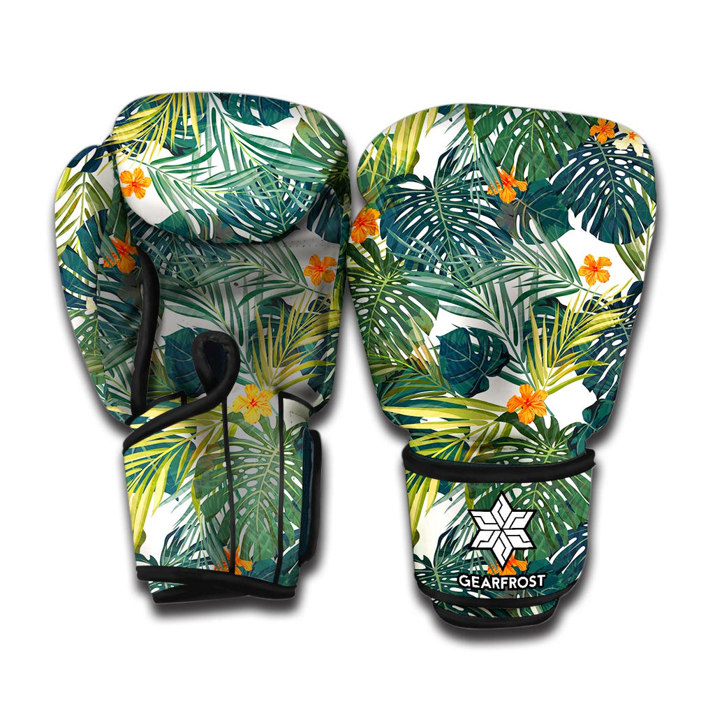 Summer Hawaiian Leaves Pattern Print Boxing Gloves