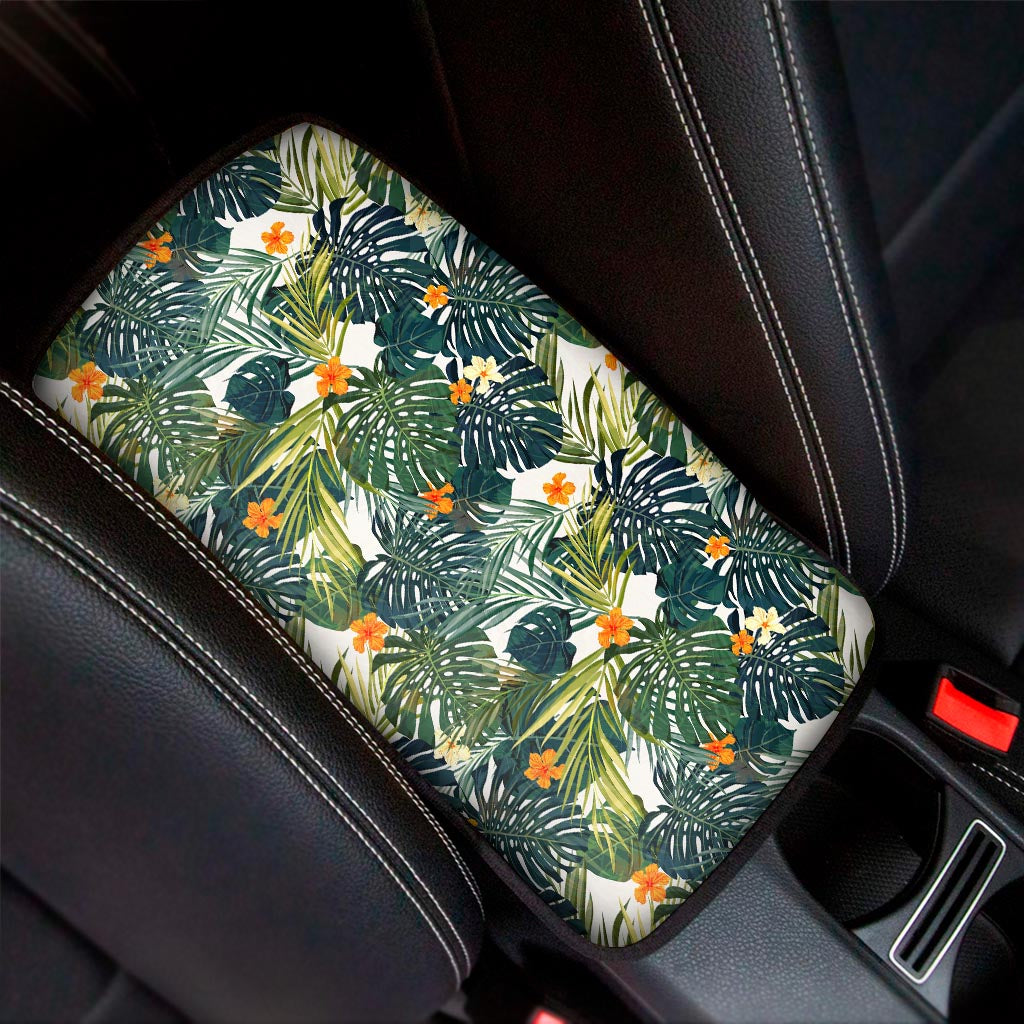 Summer Hawaiian Leaves Pattern Print Car Center Console Cover