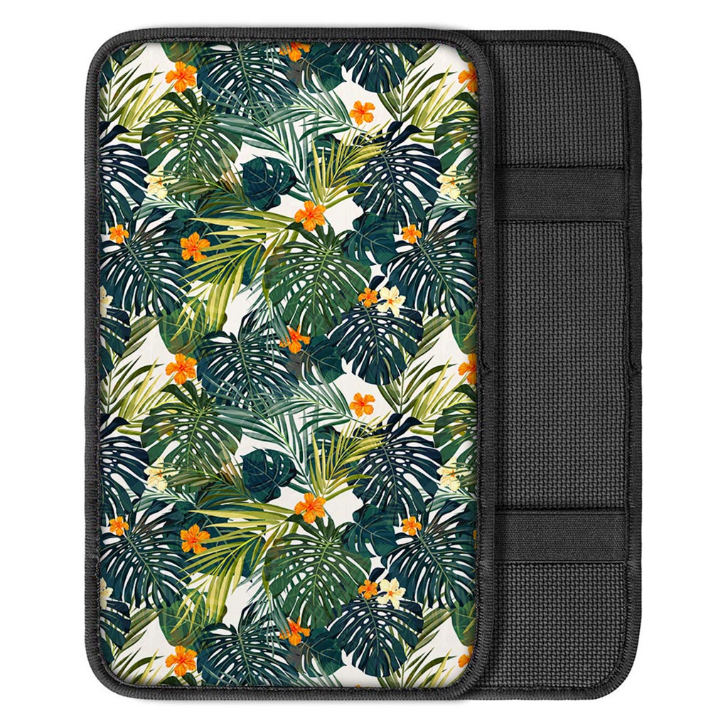 Summer Hawaiian Leaves Pattern Print Car Center Console Cover