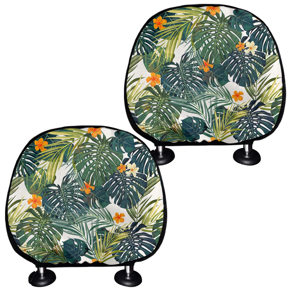Summer Hawaiian Leaves Pattern Print Car Headrest Covers