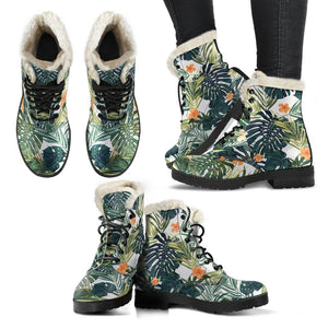 Summer Hawaiian Leaves Pattern Print Comfy Boots GearFrost