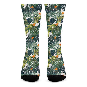 Summer Hawaiian Leaves Pattern Print Crew Socks