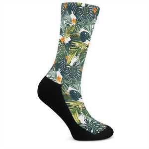 Summer Hawaiian Leaves Pattern Print Crew Socks