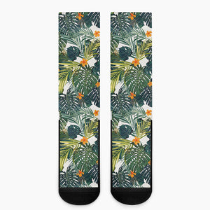 Summer Hawaiian Leaves Pattern Print Crew Socks