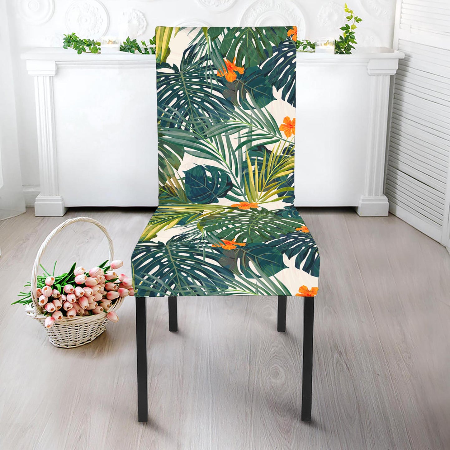 Summer Hawaiian Leaves Pattern Print Dining Chair Slipcover