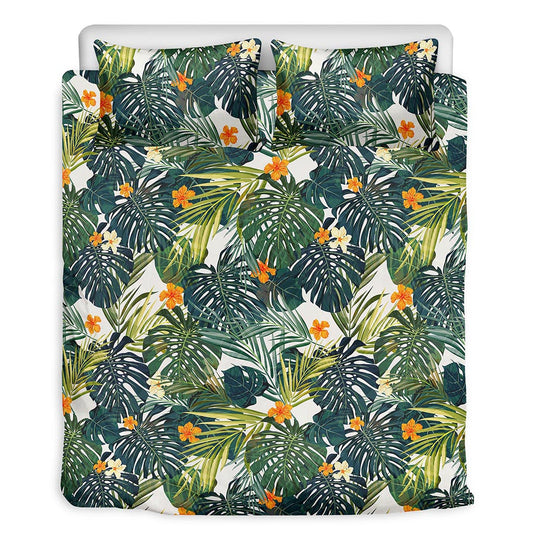 Summer Hawaiian Leaves Pattern Print Duvet Cover Bedding Set