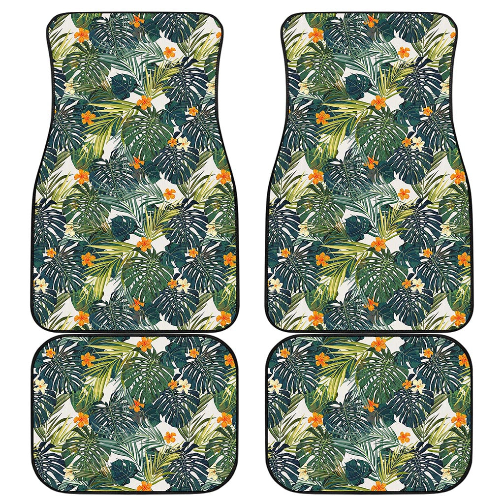 Summer Hawaiian Leaves Pattern Print Front and Back Car Floor Mats