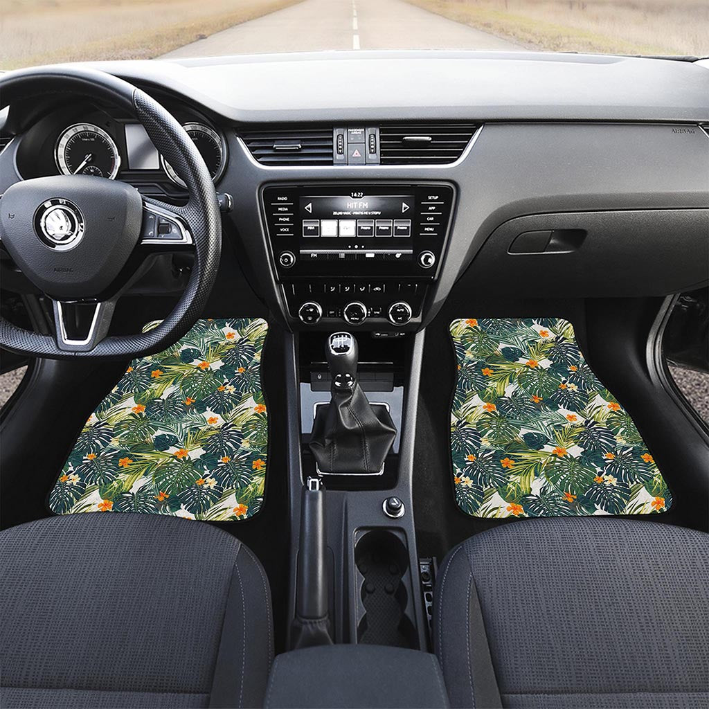 Summer Hawaiian Leaves Pattern Print Front and Back Car Floor Mats