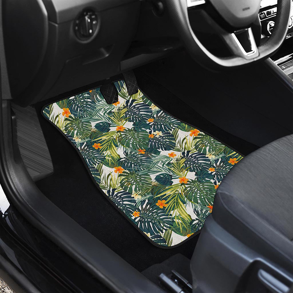 Summer Hawaiian Leaves Pattern Print Front Car Floor Mats