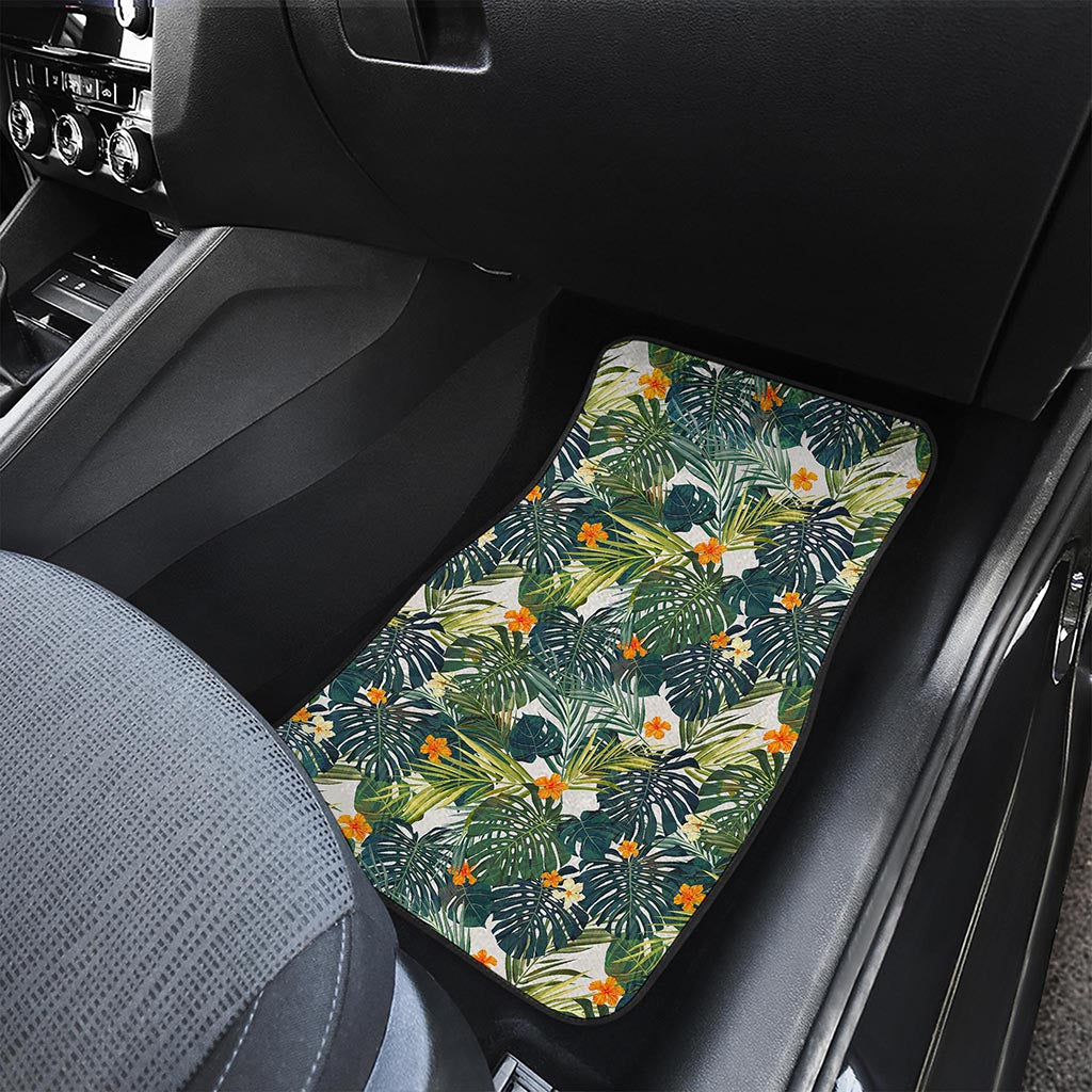Summer Hawaiian Leaves Pattern Print Front Car Floor Mats