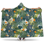 Summer Hawaiian Leaves Pattern Print Hooded Blanket