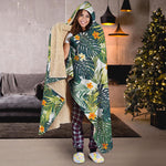 Summer Hawaiian Leaves Pattern Print Hooded Blanket