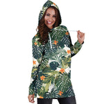 Summer Hawaiian Leaves Pattern Print Hoodie Dress GearFrost