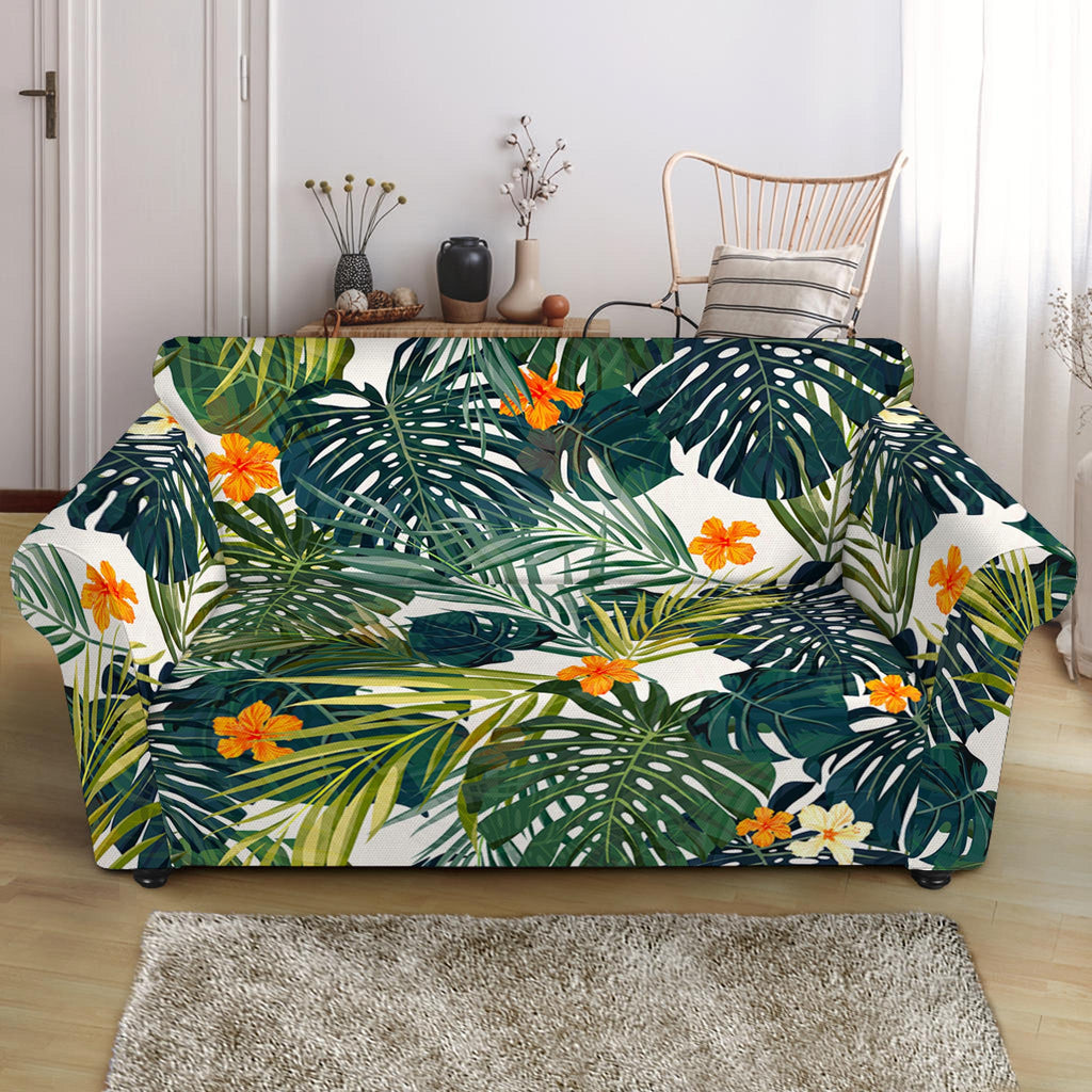 Summer Hawaiian Leaves Pattern Print Loveseat Slipcover