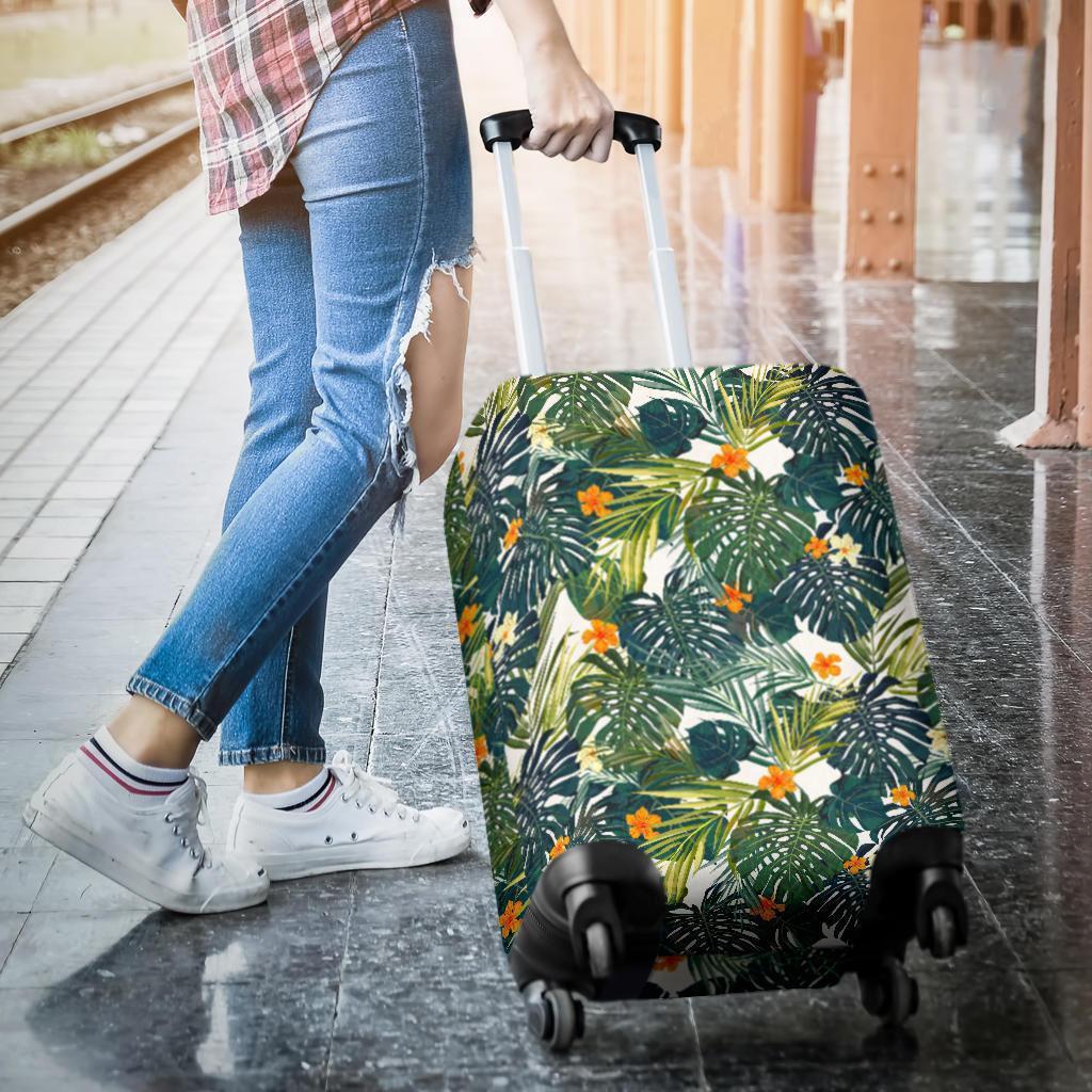 Summer Hawaiian Leaves Pattern Print Luggage Cover GearFrost