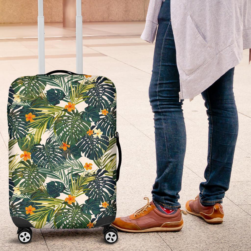 Summer Hawaiian Leaves Pattern Print Luggage Cover GearFrost