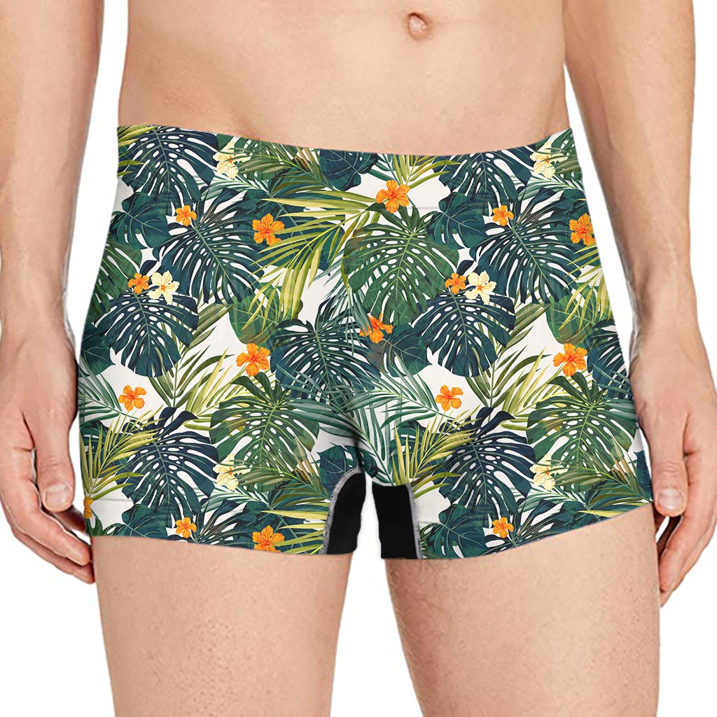 Summer Hawaiian Leaves Pattern Print Men's Boxer Briefs