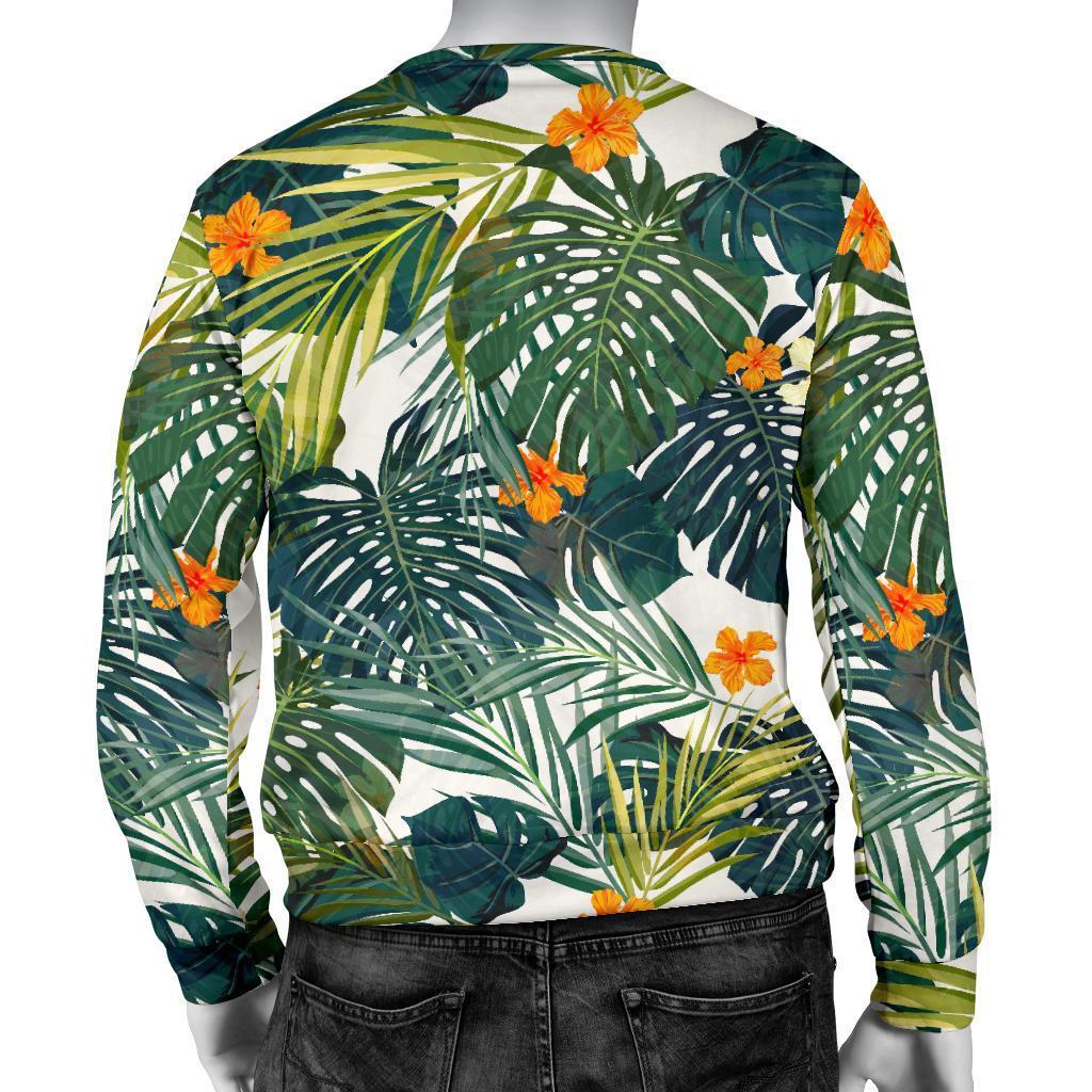 Summer Hawaiian Leaves Pattern Print Men's Crewneck Sweatshirt GearFrost