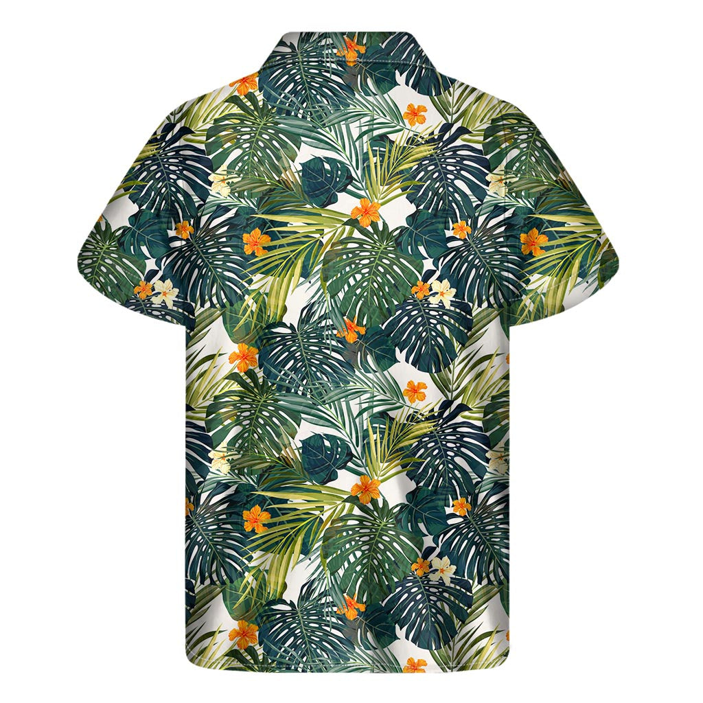 Summer Hawaiian Leaves Pattern Print Men's Short Sleeve Shirt