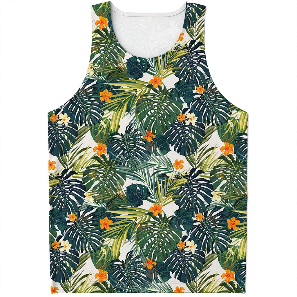 Summer Hawaiian Leaves Pattern Print Men's Tank Top