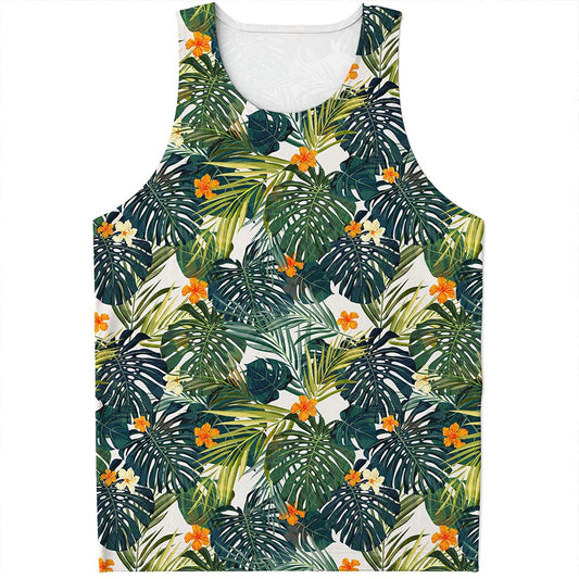 Summer Hawaiian Leaves Pattern Print Men's Tank Top