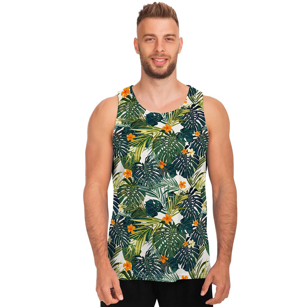 Summer Hawaiian Leaves Pattern Print Men's Tank Top